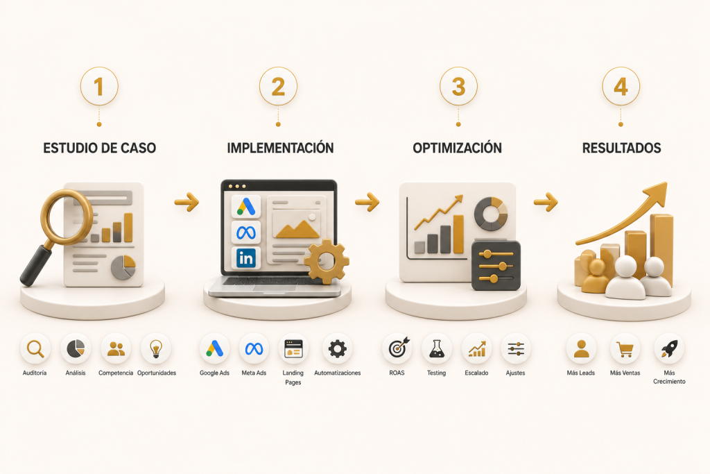 Las cuatro fases del Método V.I.O.: estudio, implementación, optimización y resultados